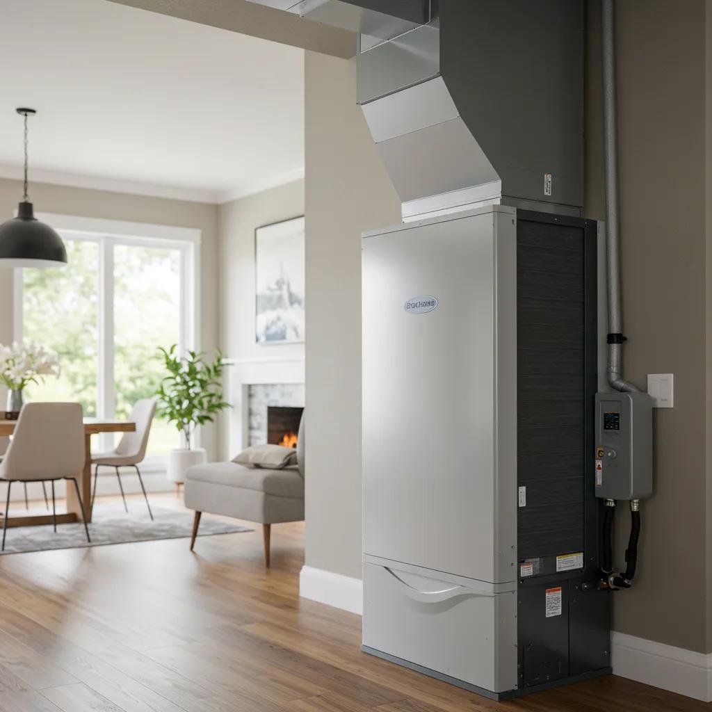 A state-of-the-art, high-efficiency HVAC system installed in a modern home